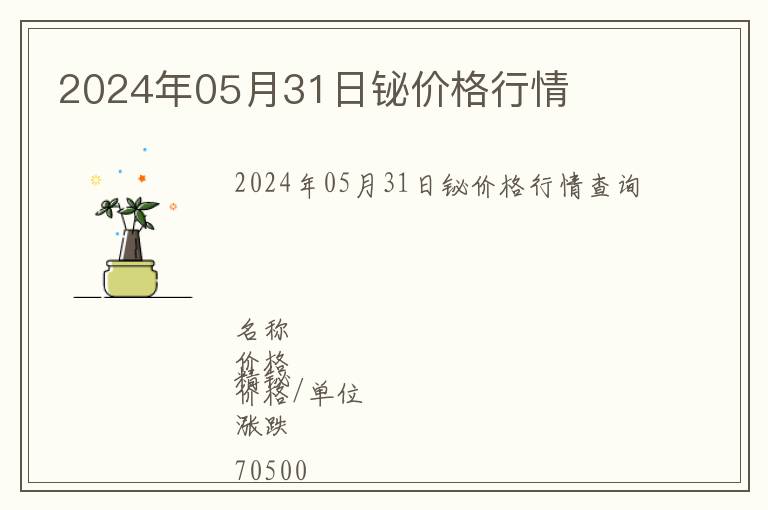 2024年05月31日鉍價格行情