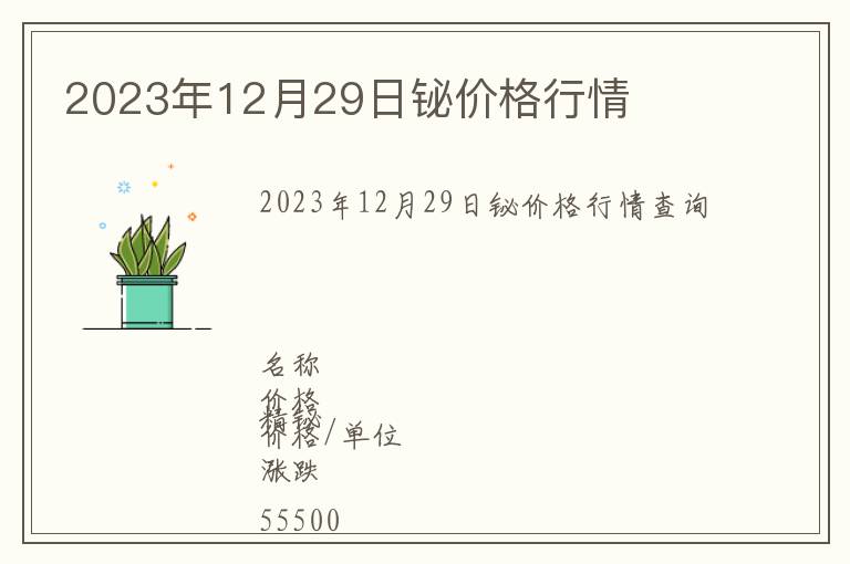 2023年12月29日鉍價格行情