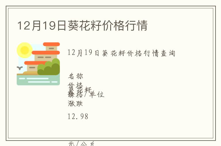 12月19日葵花籽價(jià)格行情