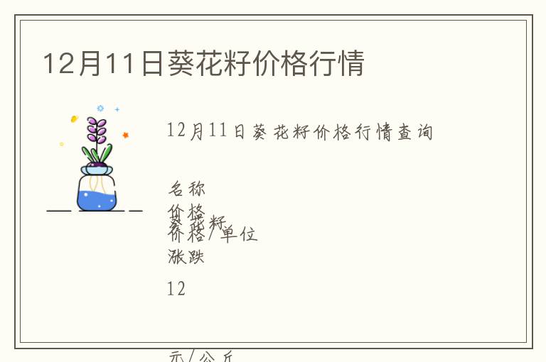 12月11日葵花籽價格行情