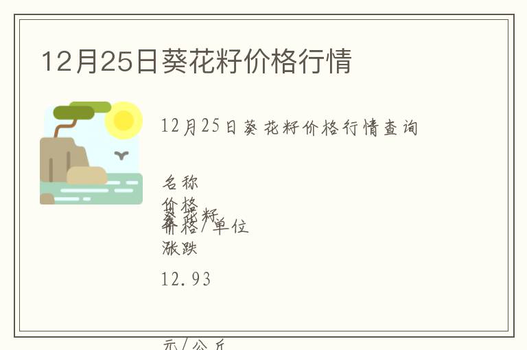 12月25日葵花籽價格行情