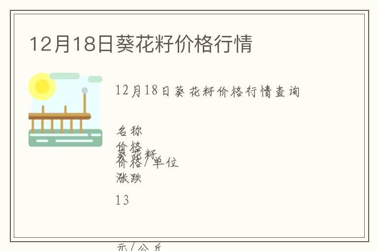 12月18日葵花籽價(jià)格行情