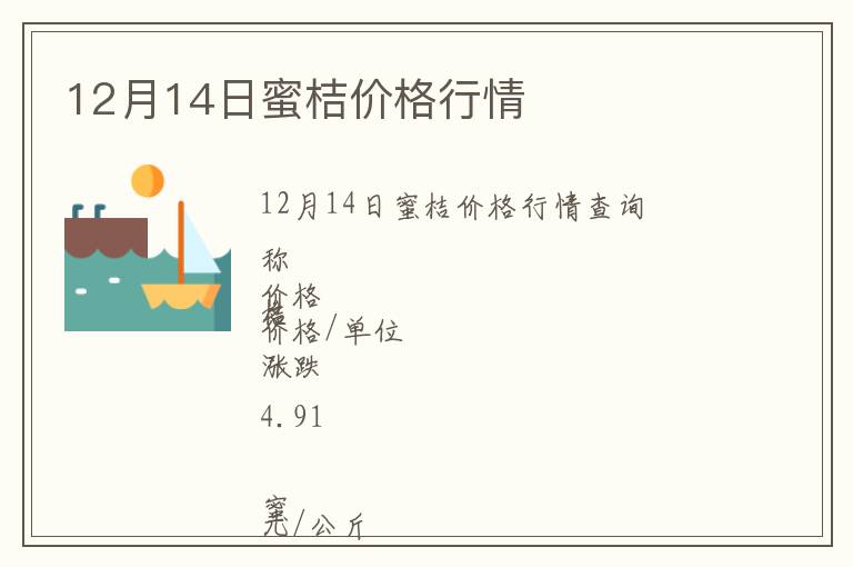 12月14日蜜桔價格行情