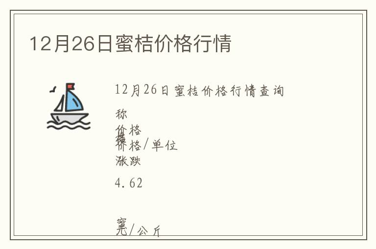 12月26日蜜桔價格行情