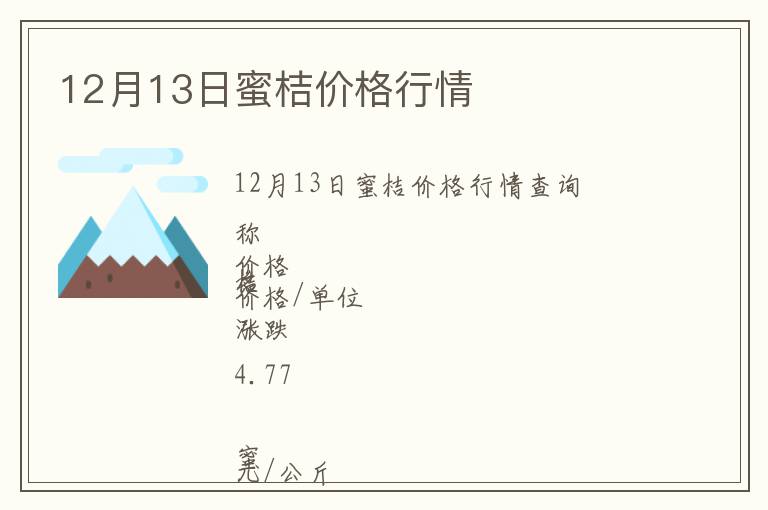 12月13日蜜桔價(jià)格行情