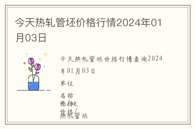 今天熱軋管坯價格行情2024年01月03日