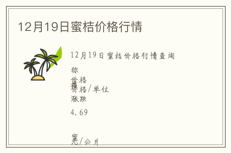 12月19日蜜桔價(jià)格行情