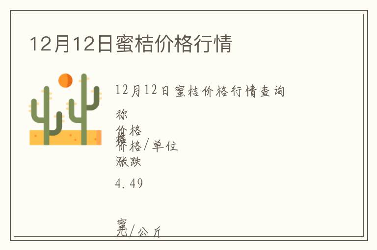 12月12日蜜桔價格行情