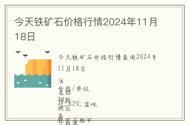 今天鐵礦石價格行情2024年11月18日