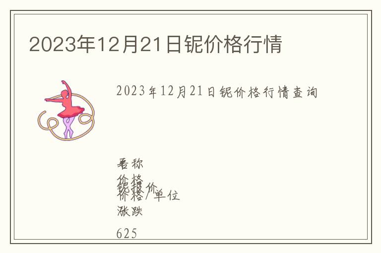 2023年12月21日鈮價格行情