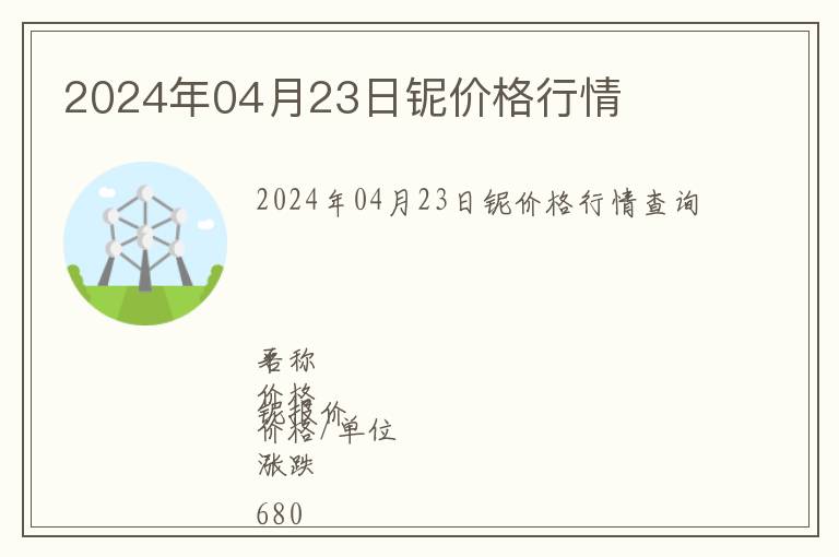 2024年04月23日鈮價(jià)格行情