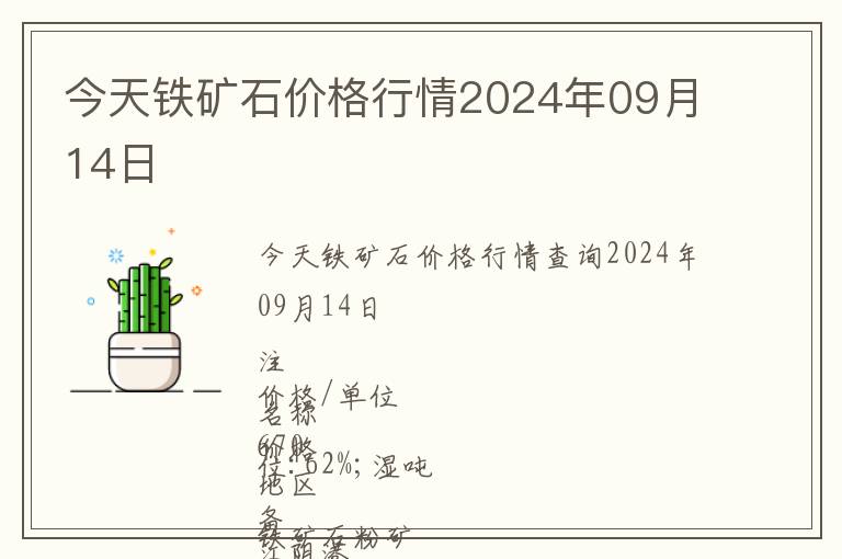 今天鐵礦石價格行情2024年09月14日