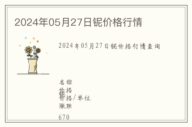 2024年05月27日鈮價(jià)格行情