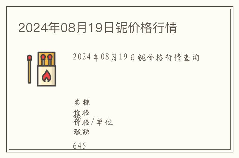 2024年08月19日鈮價格行情