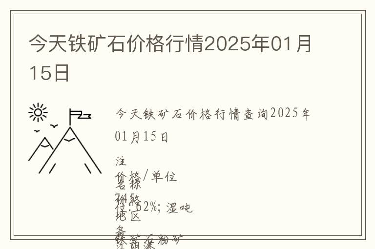 今天鐵礦石價(jià)格行情2025年01月15日