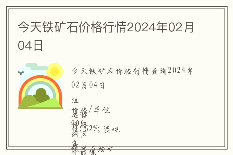 今天鐵礦石價格行情2024年02月04日