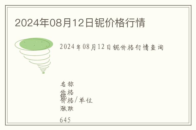 2024年08月12日鈮價(jià)格行情