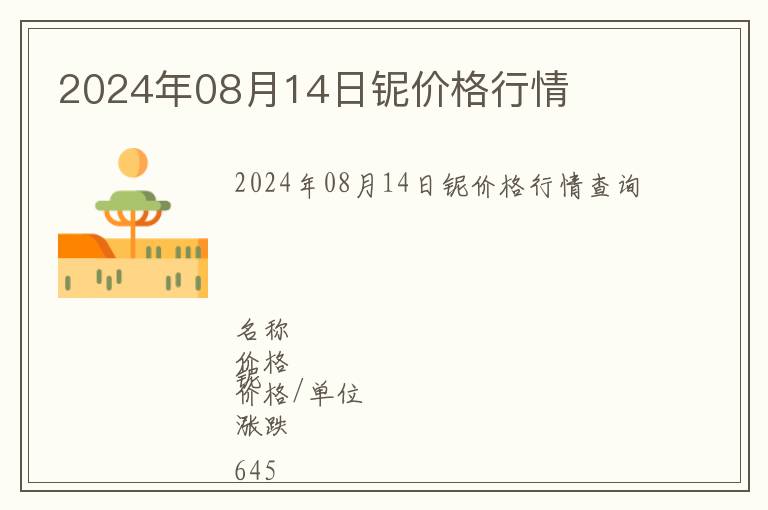 2024年08月14日鈮價(jià)格行情