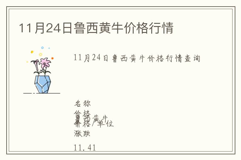 11月24日魯西黃牛價(jià)格行情