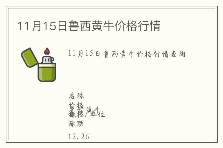 11月15日魯西黃牛價(jià)格行情
