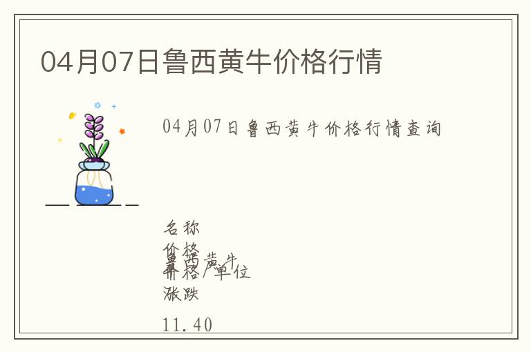 04月07日魯西黃牛價格行情