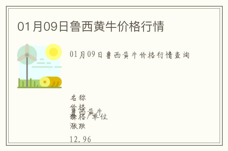 01月09日魯西黃牛價格行情