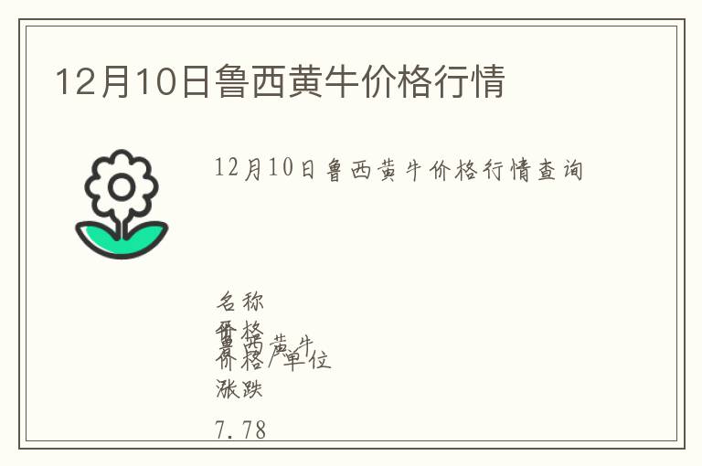 12月10日魯西黃牛價格行情