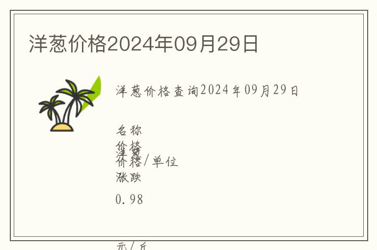 洋蔥價格2024年09月29日