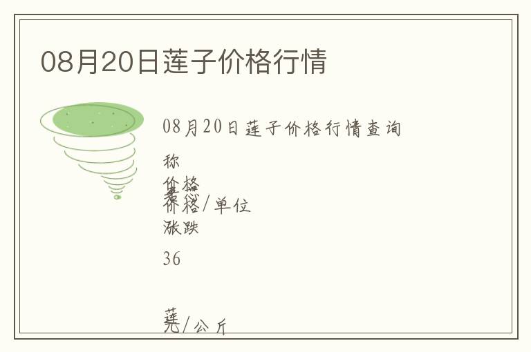 08月20日蓮子價格行情