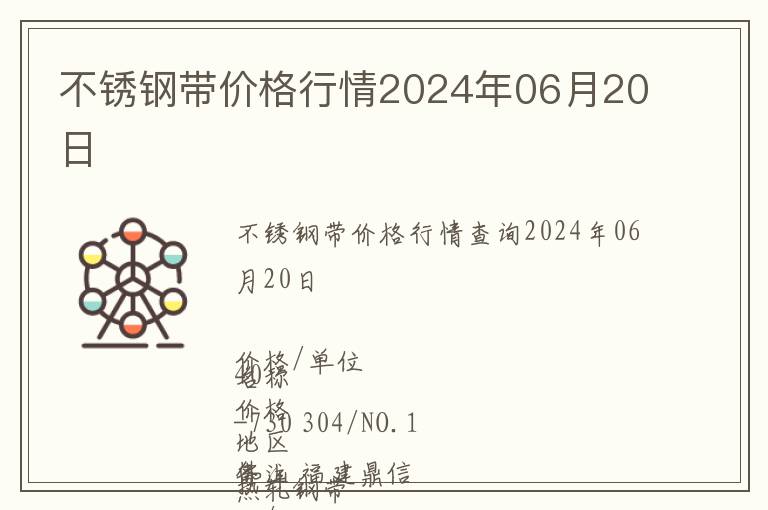 不銹鋼帶價格行情2024年06月20日