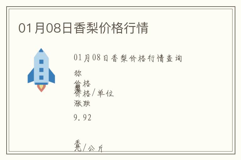 01月08日香梨價格行情