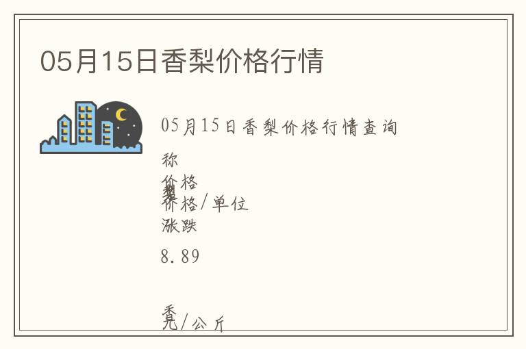 05月15日香梨價格行情