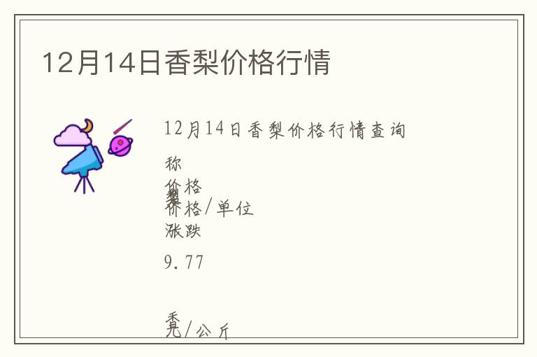 12月14日香梨價(jià)格行情
