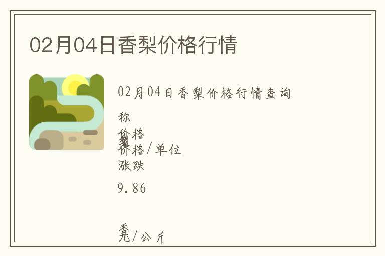 02月04日香梨價(jià)格行情