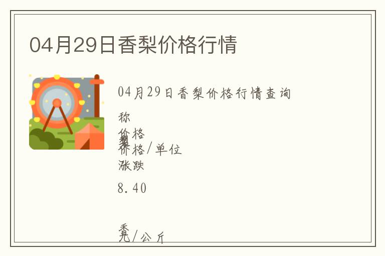 04月29日香梨價格行情
