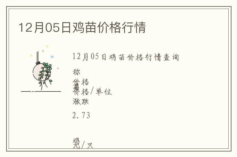 12月05日雞苗價格行情