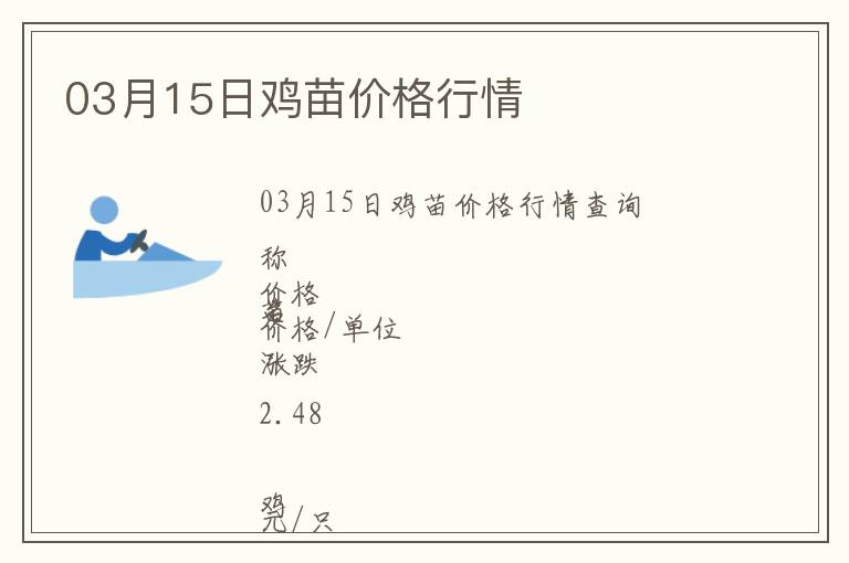 03月15日雞苗價(jià)格行情