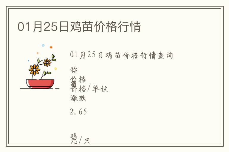 01月25日雞苗價格行情