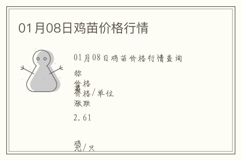 01月08日雞苗價格行情