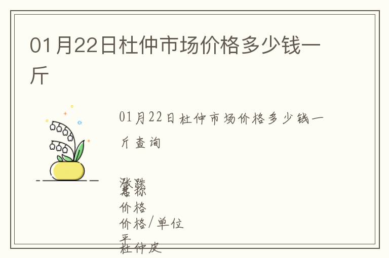 01月22日杜仲市場價格多少錢一斤