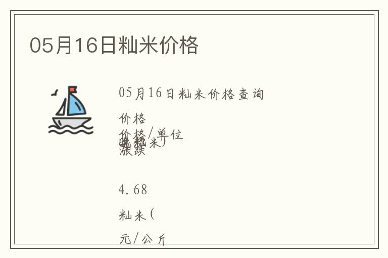 05月16日秈米價格