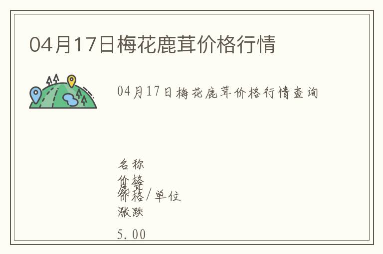 04月17日梅花鹿茸價格行情