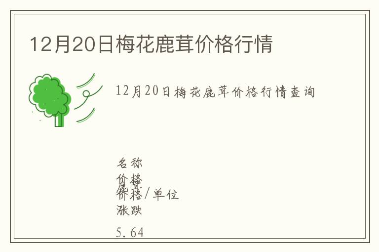 12月20日梅花鹿茸價(jià)格行情