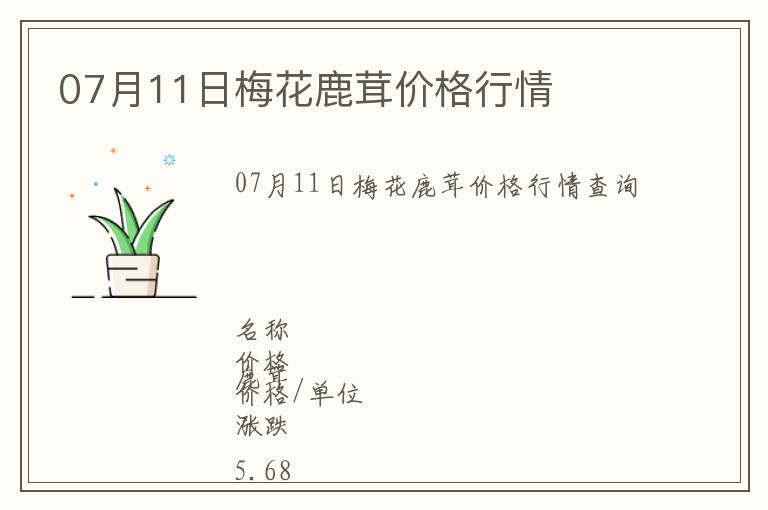 07月11日梅花鹿茸價格行情