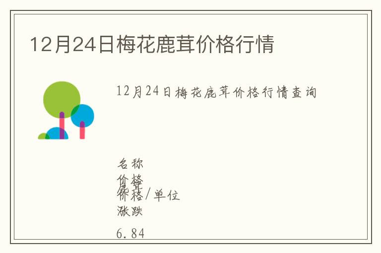12月24日梅花鹿茸價(jià)格行情