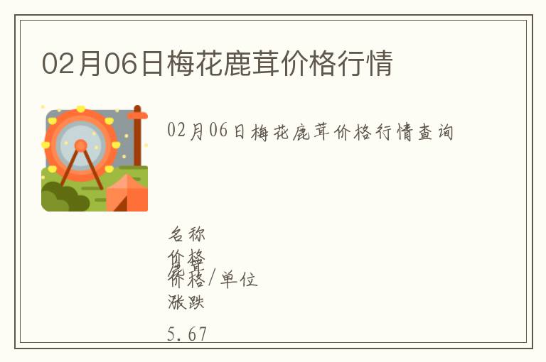 02月06日梅花鹿茸價格行情