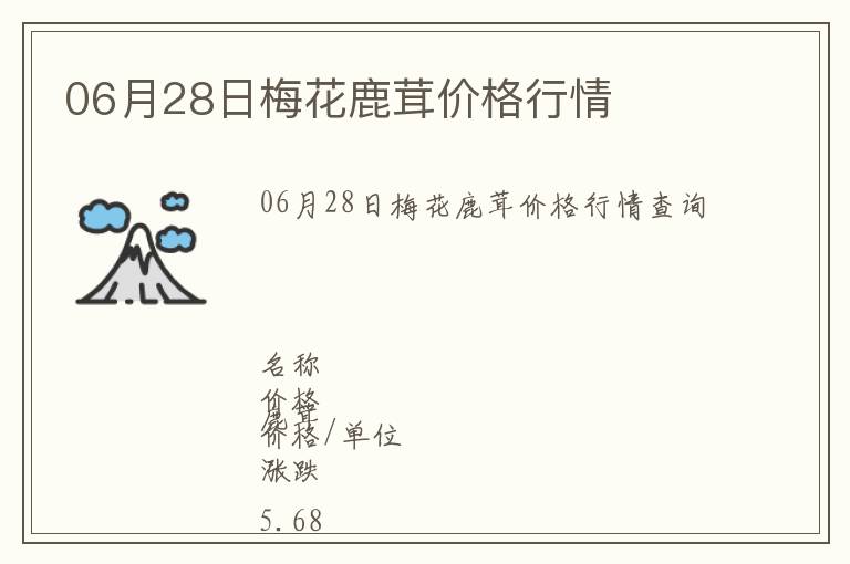 06月28日梅花鹿茸價格行情