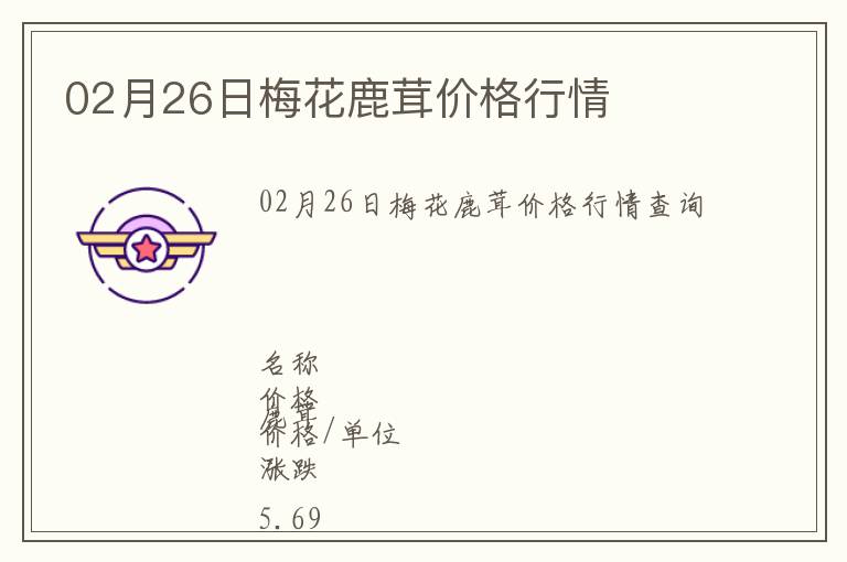 02月26日梅花鹿茸價(jià)格行情