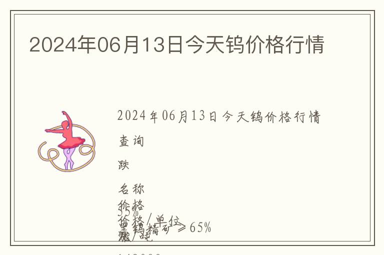 2024年06月13日今天鎢價(jià)格行情