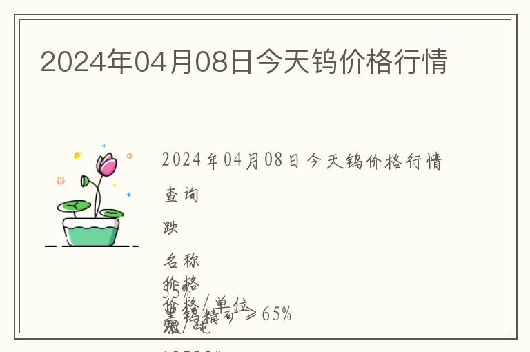 2024年04月08日今天鎢價格行情